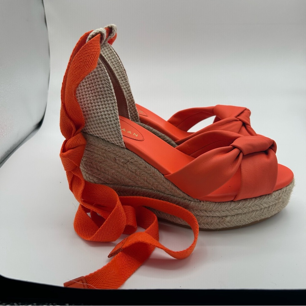 New Cole Haan Orange Cloudfoam Espadrille Wedge Sandals size 7 - Picture 3 of 13